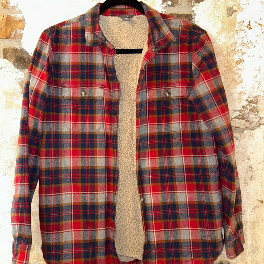 Eddie Bauer Red Teddy Jacket Cozy Outerwear